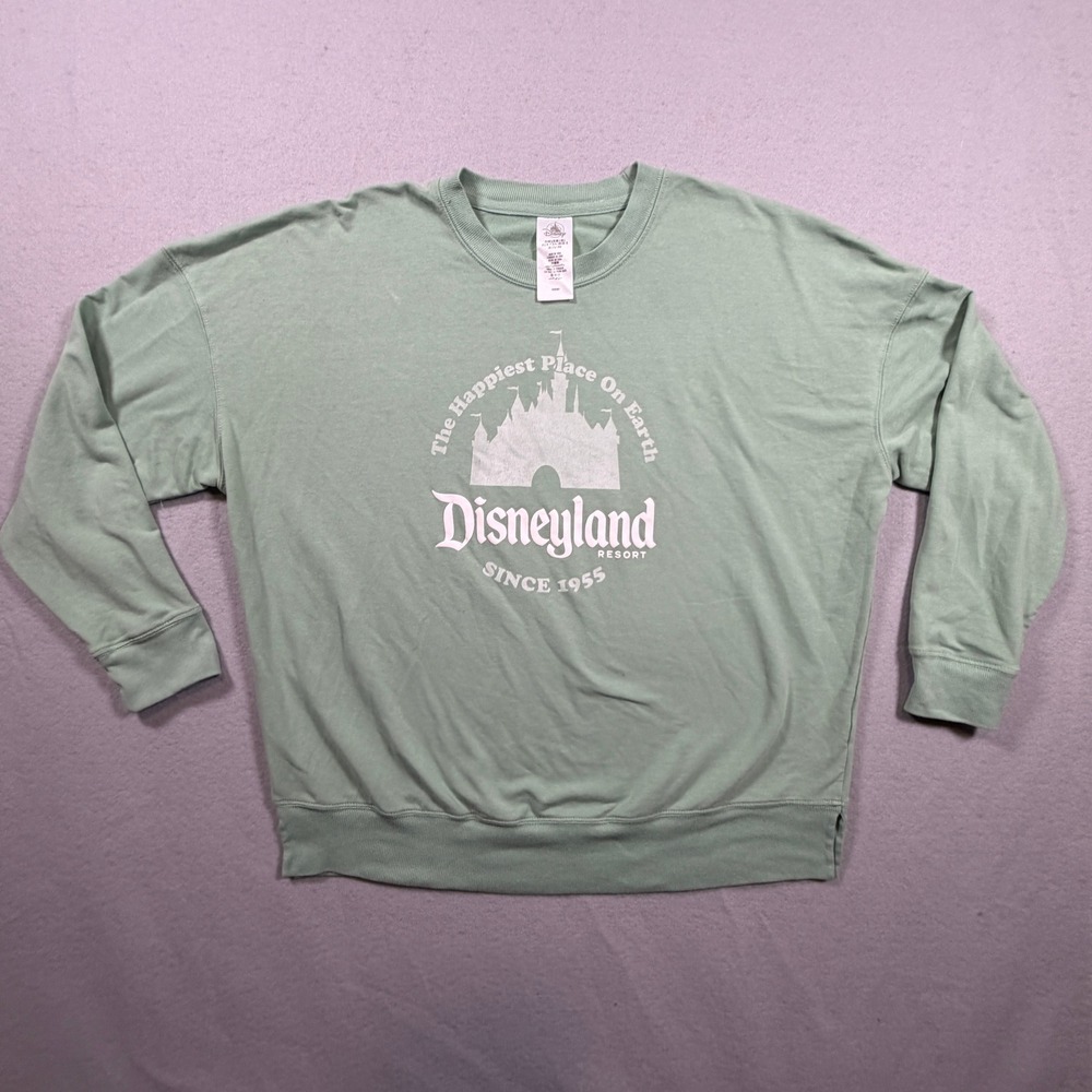 Disney Womens Disneyland Resort Sweatshirt Size Large Green Castle Pullover